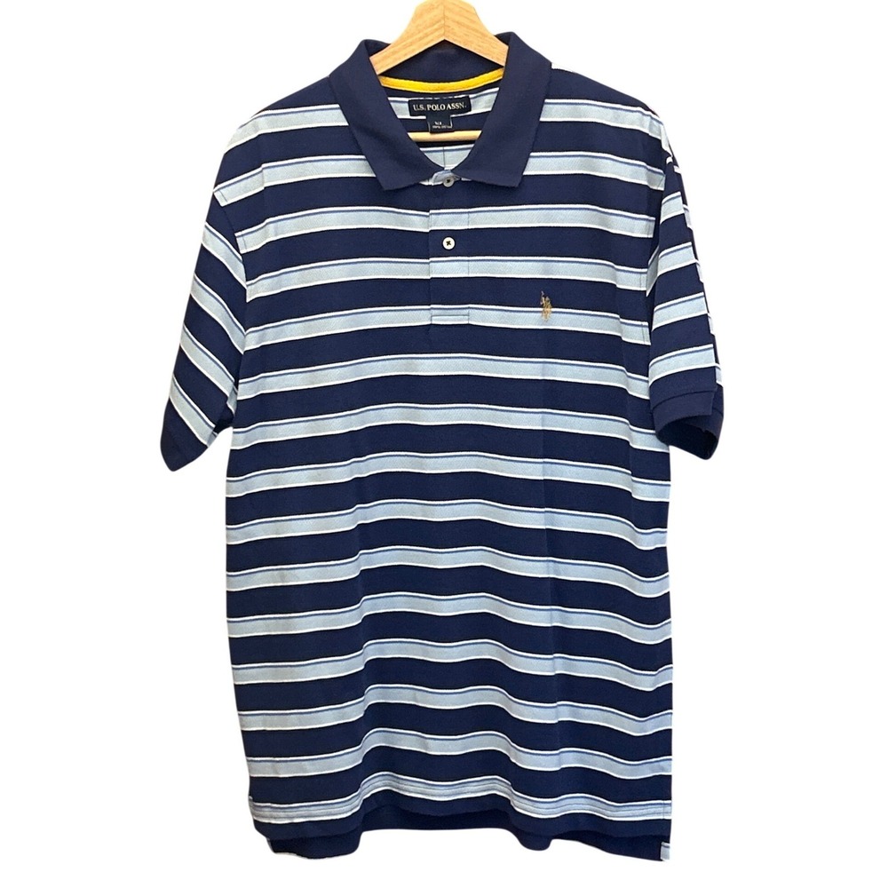 New US Polo Assn Striped Polo Shirt Preppy Nautical 11426HZS Navy Blue XL Sporty
